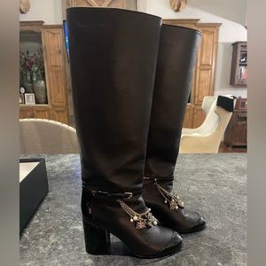 Chanel Knee High Boots with chains, size 37